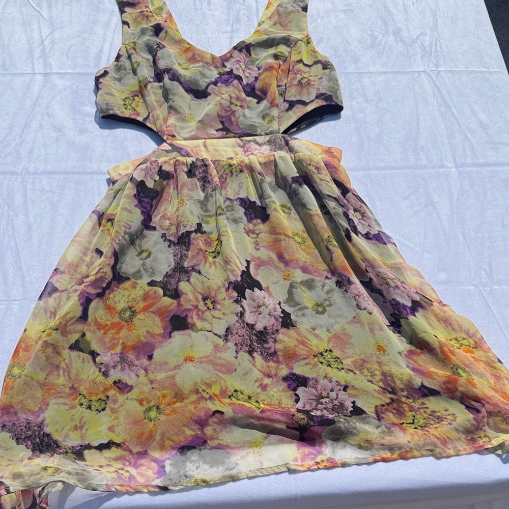 Sans Souci Floral Dress in Yellow and Purple